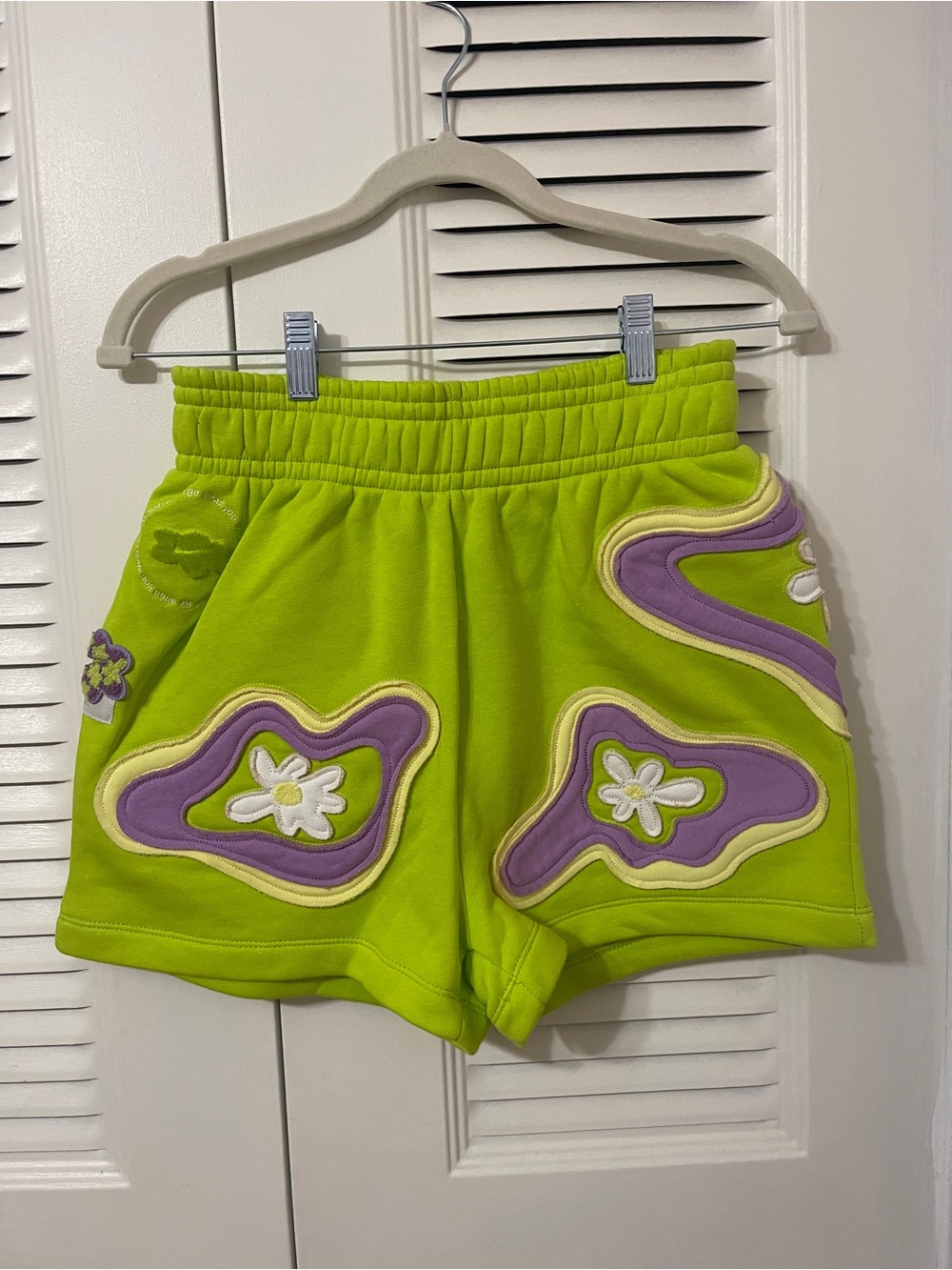 Nike Lime Green Floral Appliqué Athletic Shorts. Limited edition project uphoria